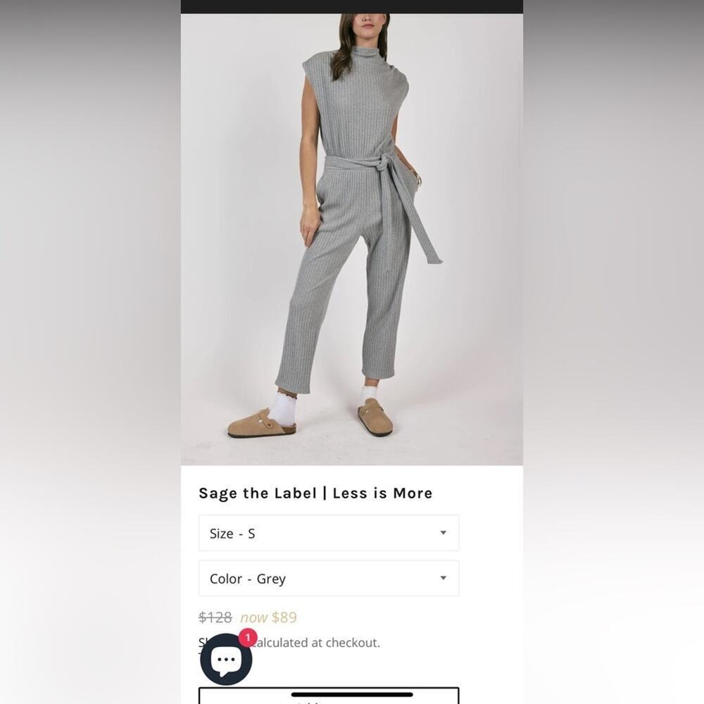Sage Ribbed Knit Jumpsuit in Gray